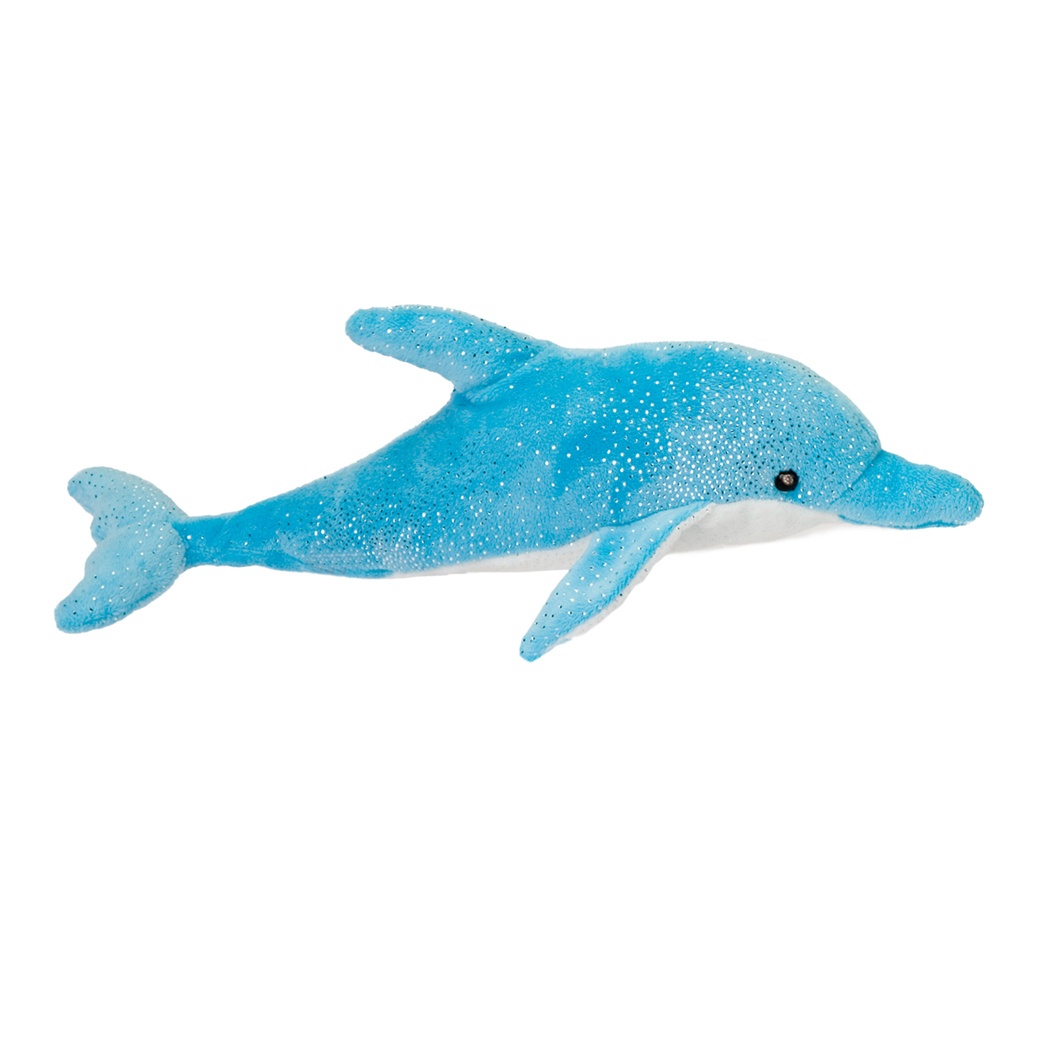 BENNY Douglas stuffed animal 13" long plush BLUE DOLPHIN fish cuddle toy sparkle 