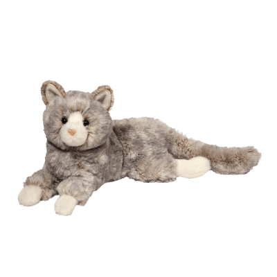 grey and white cat stuffed animal