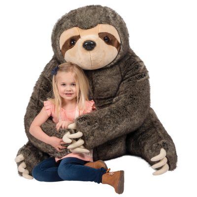 Jumbo stuffed animal sloth is soft and cuddly