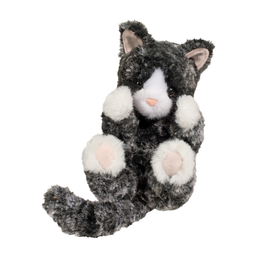 black and white cat plush