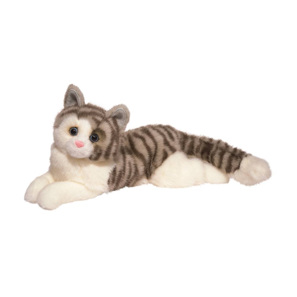 grey and white cat stuffed animal