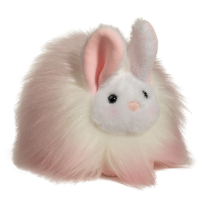 light pink buffy bunny with pink tipped white fluffy fur stuffed animal