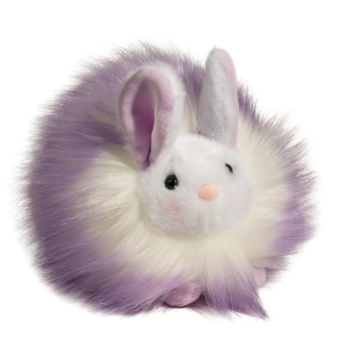 purple tippled white fluffy easter bunny stuffed animal